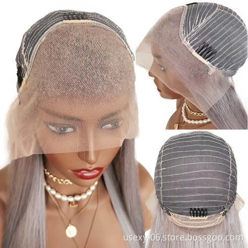 Pre plucked colored curly wigs transparent hd lace frontal grey wigs 100 human hair lace front brazilian gray human hair wigs